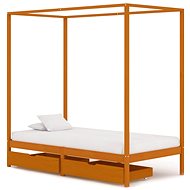 Bed frame with canopy 2 drawers solid pine 90x200 cm - Bed Frame