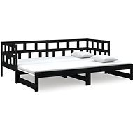 Výsuvná posteľ čierna masívna borovica 2× (90 × 190) cm, 820236 - Rám postele