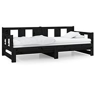 Pull-out bed black solid pine 2× (80 × 200) cm, 820291 - Bed