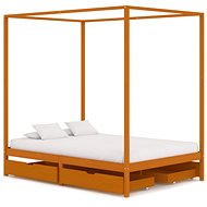 Bed frame with canopy 4 drawers solid pine 140x200 cm - Bed Frame