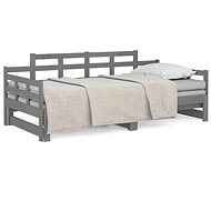 Pull-out bed grey solid pine 2× (90 × 200) cm, 820344 - Bed