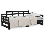 Výsuvná postel černá masivní borovice 2× (90 × 190) cm, 820356 - Rám postele