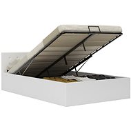Bed frame with storage space white artificial leather 140x200 cm - Bed Frame