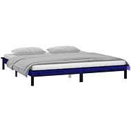 Rám postele s LED světlem černý 135×190 cm Double masivní dřevo, 820650 - Rám postele
