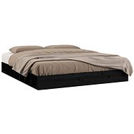 Bed frame black 120 × 200 cm solid wood, 820685 - Bed