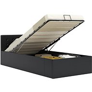 Bed frame with storage space black faux leather 100x200 cm - Bed Frame