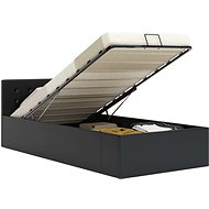 Bed frame with storage space black faux leather 90x200 cm - Bed Frame
