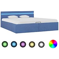 Bed frame with storage space LED blue textile 160x200 cm - Bed Frame