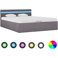 Bed frame with storage space LED taupe textile 120x200 cm - Bed