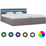 Bed frame with storage space LED taupe textile 160x200 cm - Bed Frame
