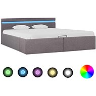 Bed frame with storage space LED taupe textile 180x200 cm - Bed Frame