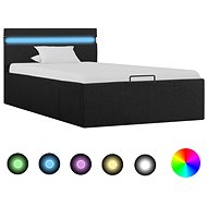 Bed frame with storage space LED dark gray textile 100x200cm - Bed Frame