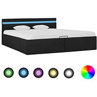 Bed frame with storage space LED dark gray textile 160x200cm - Bed Frame