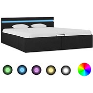 Bed frame with storage space LED dark gray textile 180x200cm - Bed Frame