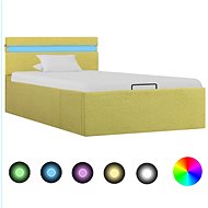 Bed frame with storage space LED green textile 100x200 cm - Bed Frame