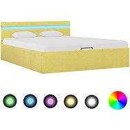 Bed frame with storage space LED green textile 120x200 cm - Bed Frame