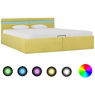 Bed frame with storage space LED green textile 180x200 cm - Bed Frame