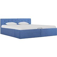 Bed frame with storage space blue textile 160x200 cm - Bed Frame