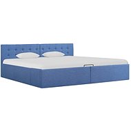 Bed frame with storage space blue textile 180x200 cm - Bed Frame