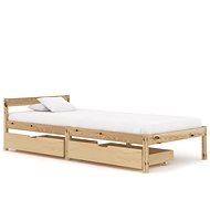 Bed frame with 2 drawers solid pine wood 100x200 cm - Bed Frame