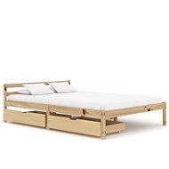 Bed frame with 2 drawers solid pine wood 140x200 cm - Bed Frame