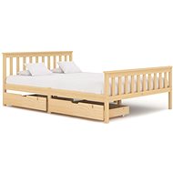 Bed frame with 2 drawers solid pine wood 140x200 cm - Bed Frame