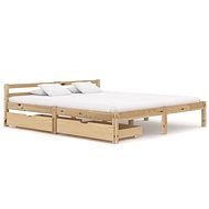 Bed frame with 2 drawers solid pine wood 160x200 cm - Bed Frame