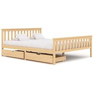 Bed frame with 2 drawers solid pine wood 160x200 cm - Bed Frame