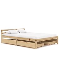 Bed frame with 4 drawers solid pine wood 140x200 cm - Bed Frame