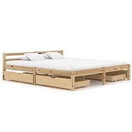 Bed frame with 4 drawers solid pine wood 160x200 cm - Bed Frame