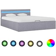 Bed frame storage space LED light gray textile 120x200 cm - Bed Frame