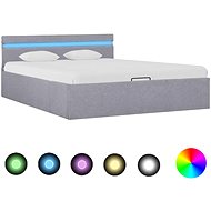 Bed frame storage space LED light gray textile 140x200 cm - Bed Frame