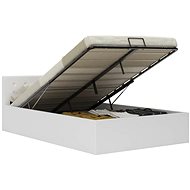 Bed frame lifting storage space white faux leather 120x200 cm - Bed Frame