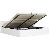 Bed frame lifting storage space white faux leather 180x200 cm - Bed Frame
