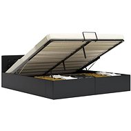 Bed frame lifting storage space black faux leather 160x200 cm - Bed Frame