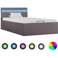 Lifting bed frame with LED light taupe textile 100x200 cm - Bed