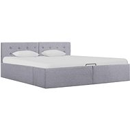 Lifting bed frame storage space light gray textile 160x200cm - Bed