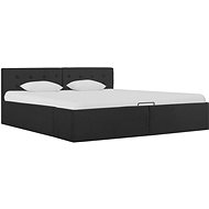Lifting bed frame storage space dark gray textile 160x200cm - Bed