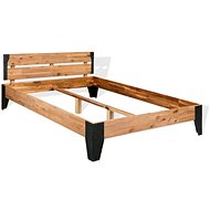 Bed frame, solid acacia and steel, 140x200 cm - Bed Frame
