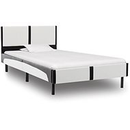 Bed frame black and white artificial leather 90x200 cm - Bed Frame