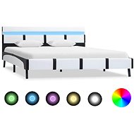 Bed frame with LED white faux leather 120x200 cm - Bed Frame