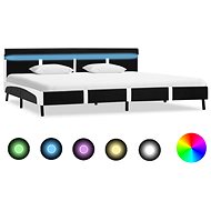 Bed frame with LED light black faux leather 180x200 cm - Bed Frame