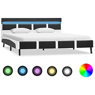 Bed frame with LED gray faux leather 120x200 cm - Bed Frame