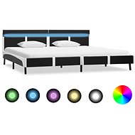 Bed frame with LED light gray faux leather 180x200 cm - Bed Frame