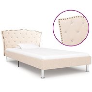Bed frame beige textile 90x200 cm - Bed Frame
