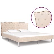 Bed frame beige textile 180x200 cm - Bed Frame