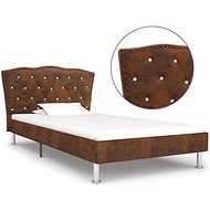 Bed frame brown faux brushed leather 90x200 cm - Bed Frame