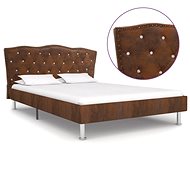 Bed frame brown faux brushed leather 120x200 cm - Bed Frame
