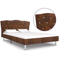 Bed frame brown faux brushed leather 140x200 cm - Bed Frame