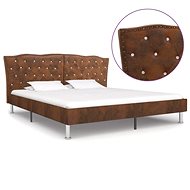 Bed frame brown faux brushed leather 160x200 cm - Bed Frame